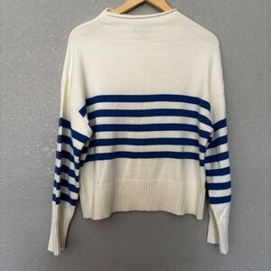 Blue Striped Sweater Roll Neck Womens Large‎ Cream Blue Classic Nautical